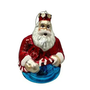 Set of 2 Vintage Santa Hanging Ornaments Santa Claus Christmas Gifts